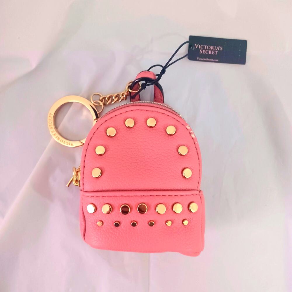 Victoria's Secret Wild Rose Faux Leather Mini Backpack Keychain Bag Charm